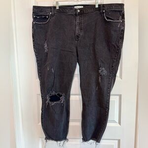 Abercrombie & Fitch the Mom High Rise Distressed Black Jeans